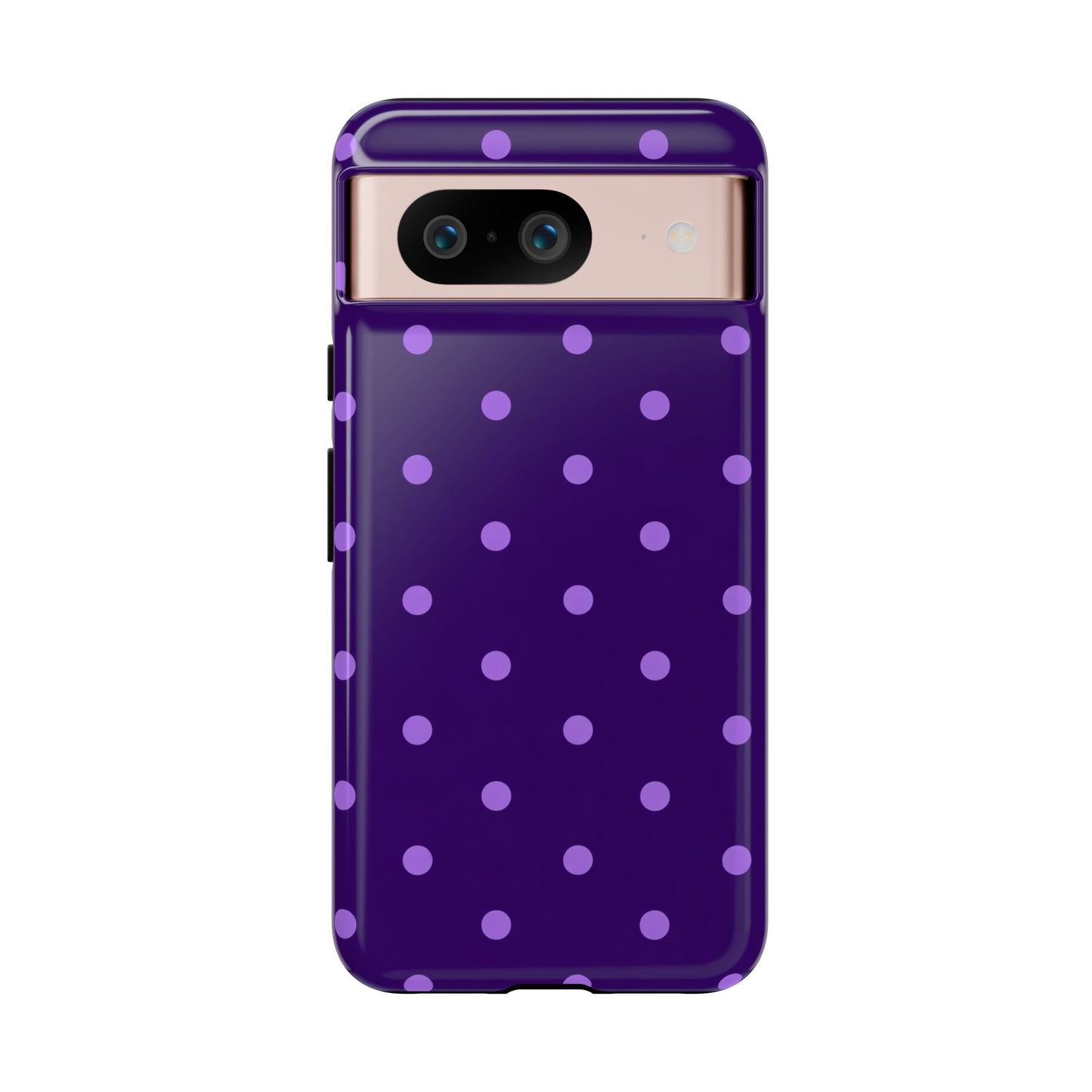Purple Polka Dot Tough Phone Case – Cute Stylish Durable Protective Cover for Iphone, Samsung Galaxy and Pixel