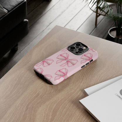 Pink Bow Pattern Phone Case | Coquette Aesthetic Tough Protective Case
