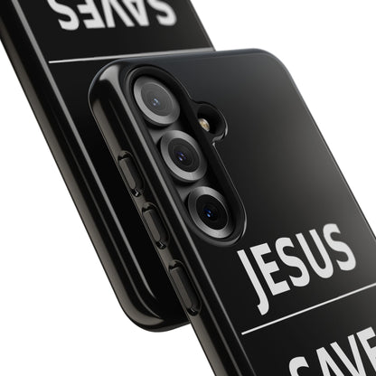 Jesus Saves Phone Case Christian Religious Minimalist Black Tough Cover