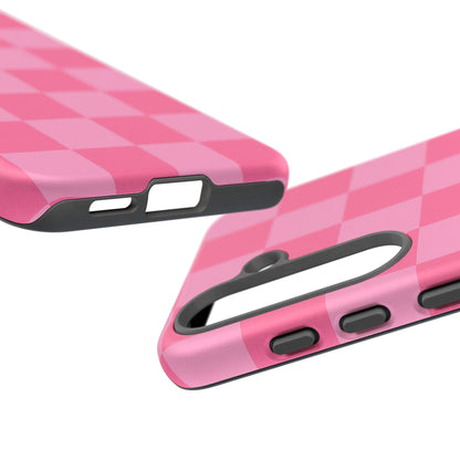 Pink Checkerboard Phone Case – Cute Aesthetic Tough Case for iPhone & Samsung