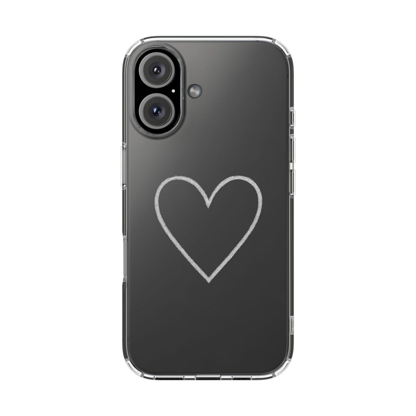 Minimal Hand-Drawn Heart Clear Phone Case | Aesthetic Clear Protective Case