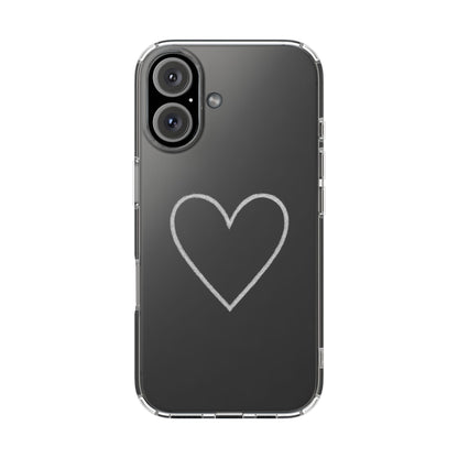 Minimal Hand-Drawn Heart Clear Phone Case | Aesthetic Clear Protective Case
