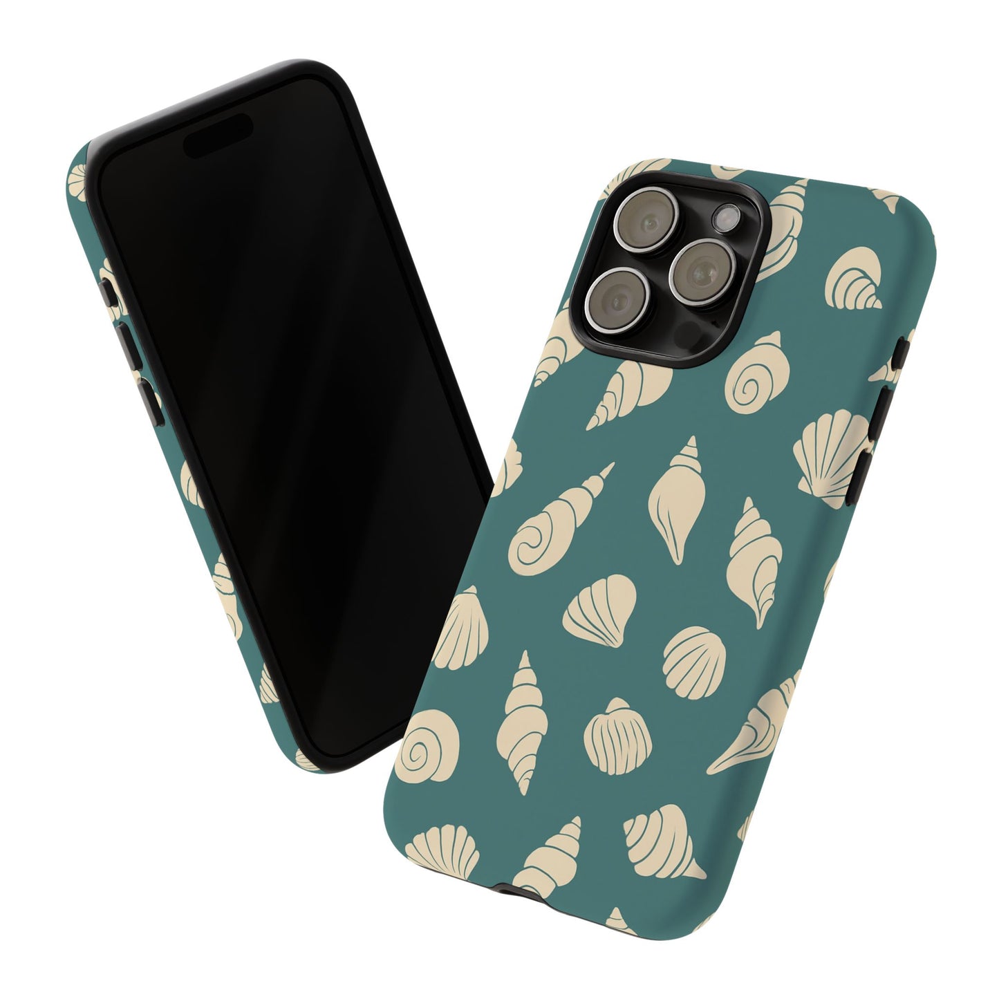 Seashell Pattern Phone Case | Teal Coastal Shells Tough Case for Iphone, Samsung Galaxy and Pixel
