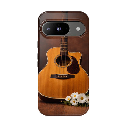 Acoustic Guitar Daisy Phone Case | Rustic Music Lover Tough Cover