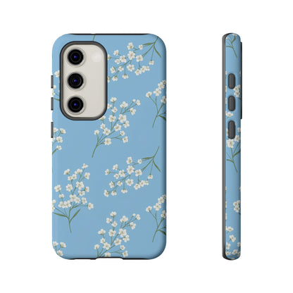Baby’s Breath Floral Phone Case – Blue Minimal Flower Aesthetic Tough Case