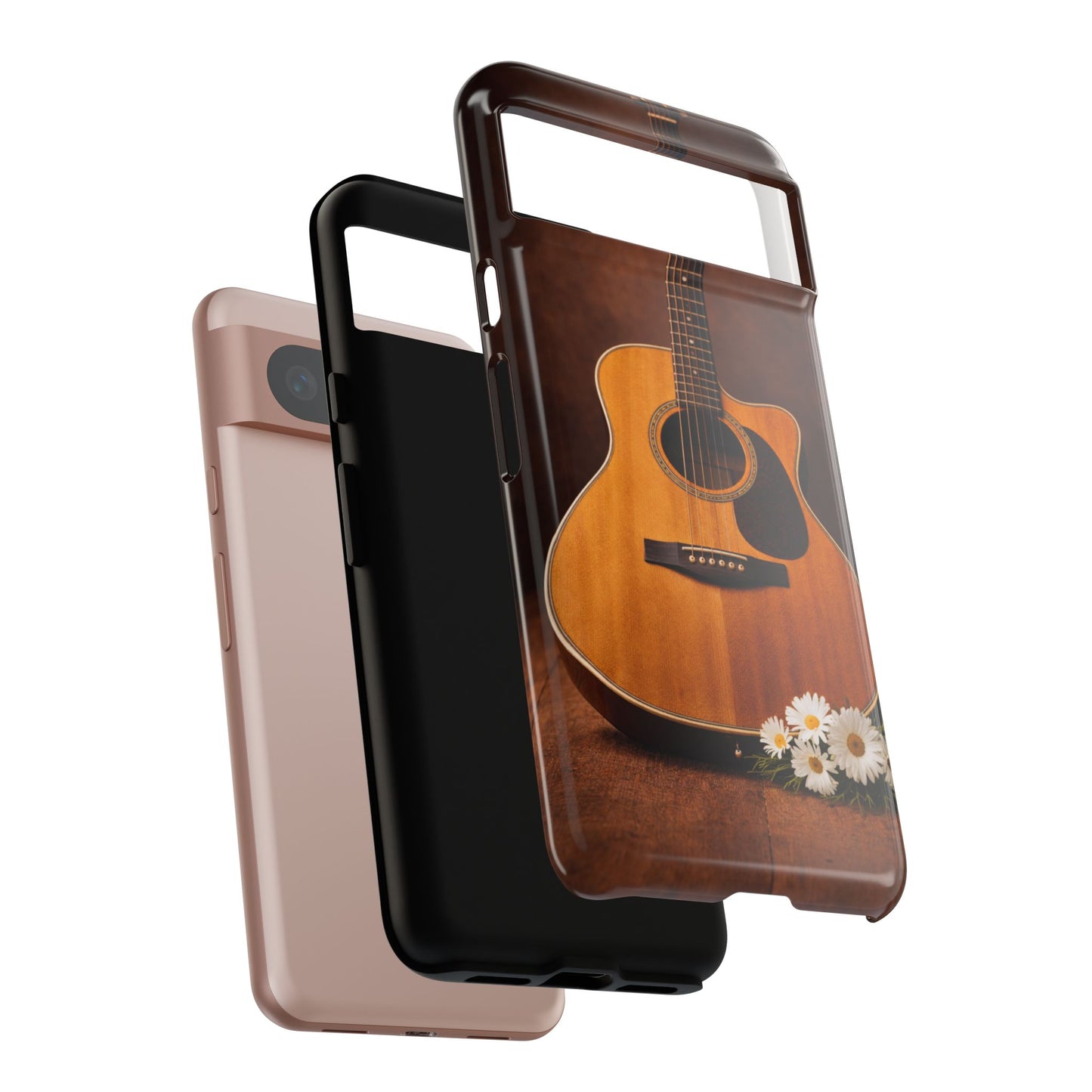 Acoustic Guitar Daisy Phone Case | Rustic Music Lover Tough Cover
