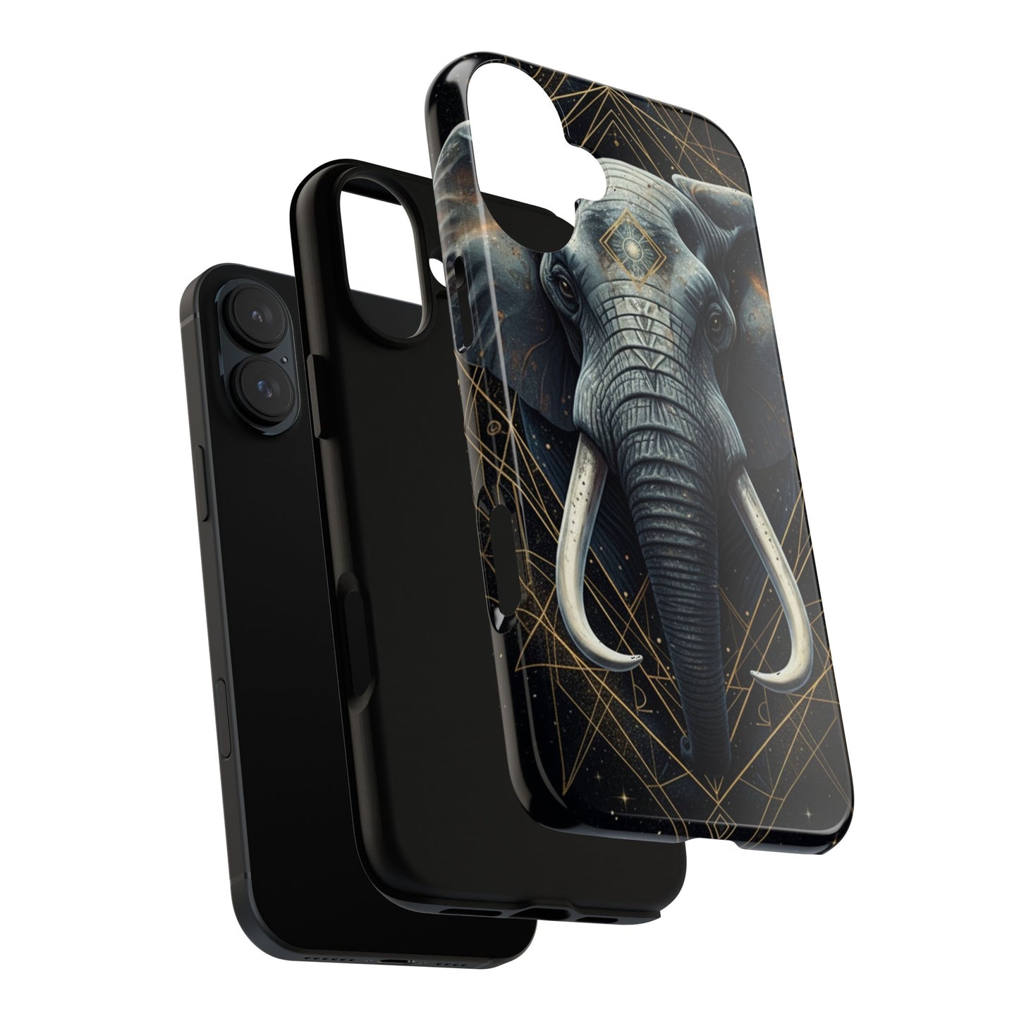Elephant Mandala Phone Case – Black and Gold Spiritual Elephant Tough Protective Case