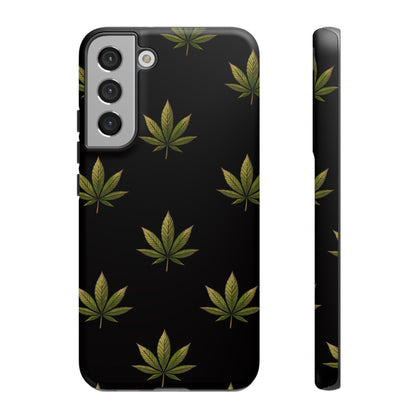 Cannabis Leaf Phone Case Green Weed Leaf Pattern Tough Protective Cover