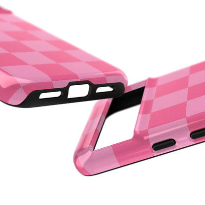 Pink Checkerboard Phone Case – Cute Aesthetic Tough Case for iPhone & Samsung
