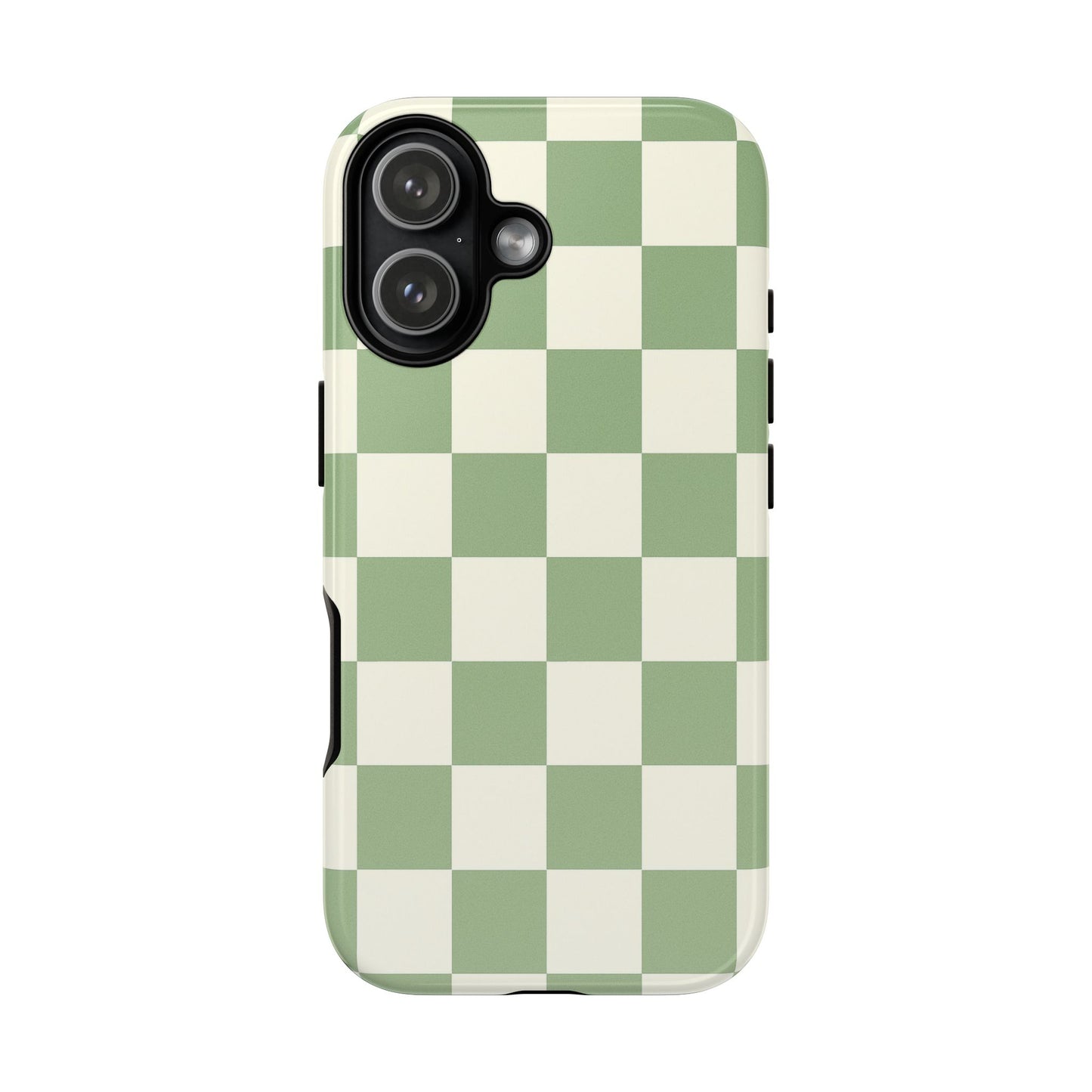 Sage Green Checkerboard Phone Case | Minimal Aesthetic Tough Case