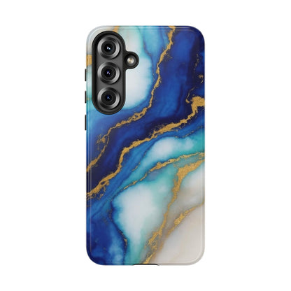 Blue & Gold Marble Phone Case – Luxury Resin Art Tough Case (iPhone, Samsung, Pixel)