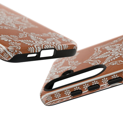 Talavera Terracotta Phone Case | Mexican Floral Pattern iPhone & Samsung Tough Case | Boho Clay Aesthetic Cover