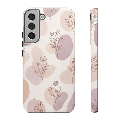 Blush Floral Phone Case Neutral Botanical Watercolor Tough Cover