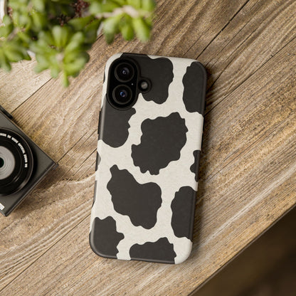 Black & White Cow Print Phone Case | Western Aesthetic iPhone & Samsung Tough Case