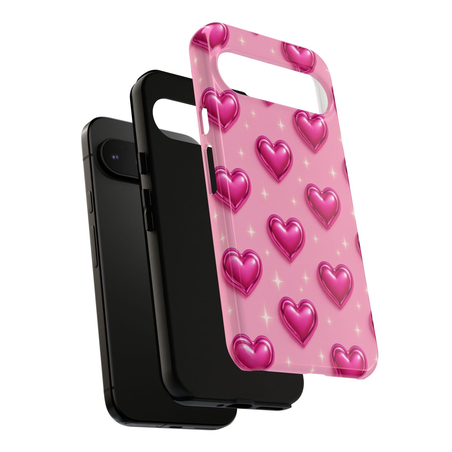 Pink Heart Pattern Phone Case | Tough Protective Case for Iphone, Samsung Galaxy and Pixel