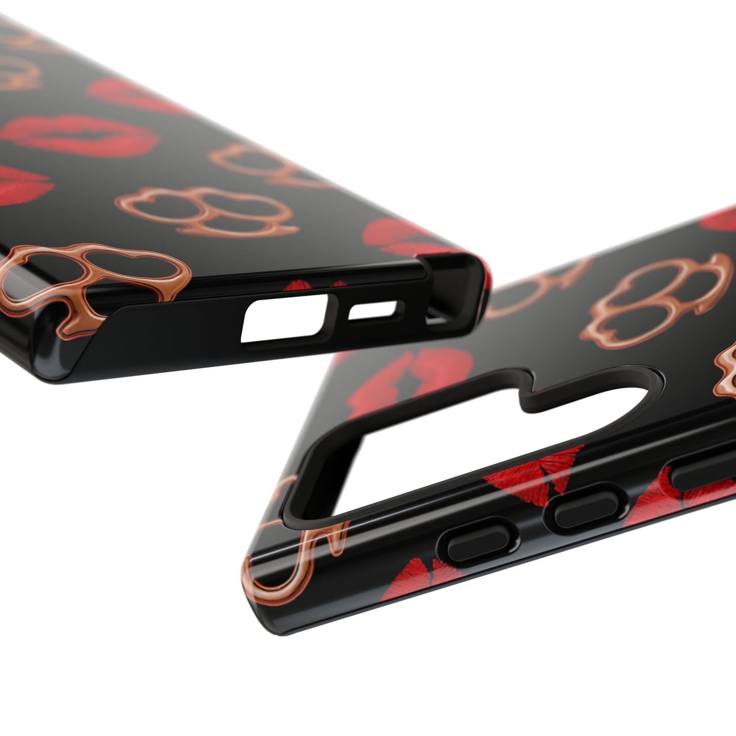 Red Lipstick & Knuckle Duster Phone Case | Bold Kiss Print Tough Protective Cover for Iphone, Samsung Galaxy and Pixel