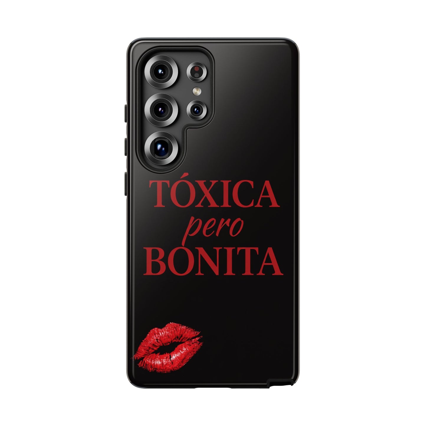 Toxica Pero Bonita Phone Case, Latina Quote Case, Red Lips Aesthetic, Spanish Saying Case, Trendy Tough Cover