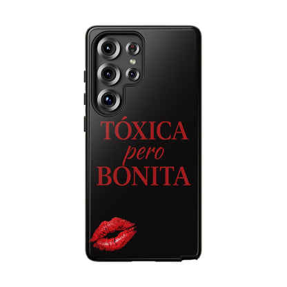 Toxica Pero Bonita Phone Case, Latina Quote Case, Red Lips Aesthetic, Spanish Saying Case, Trendy Tough Cover