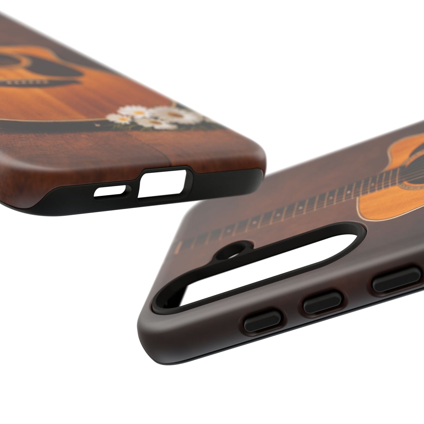 Acoustic Guitar Daisy Phone Case | Rustic Music Lover Tough Cover