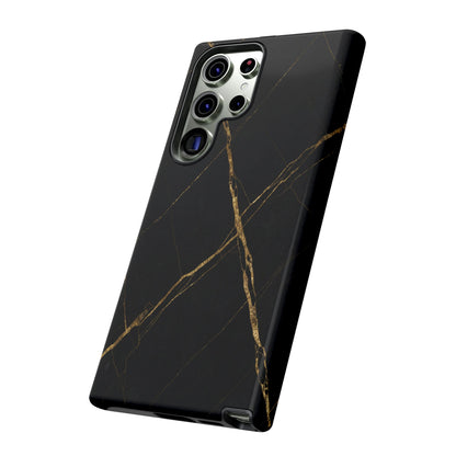 Black Marble Phone Case with Gold Veins | Minimal Luxury Tough Case