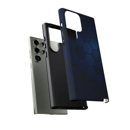 Blue Hexagon Gradient Phone Case | Honeycomb Geometric Tech Aesthetic | Minimalist Tough Case for iPhone & Samsung