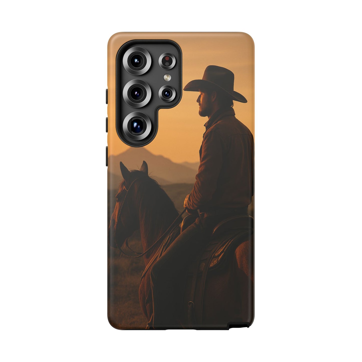 Western Cowboy Sunset Phone Case | Horse Rider Desert Aesthetic Tough Protective Case
