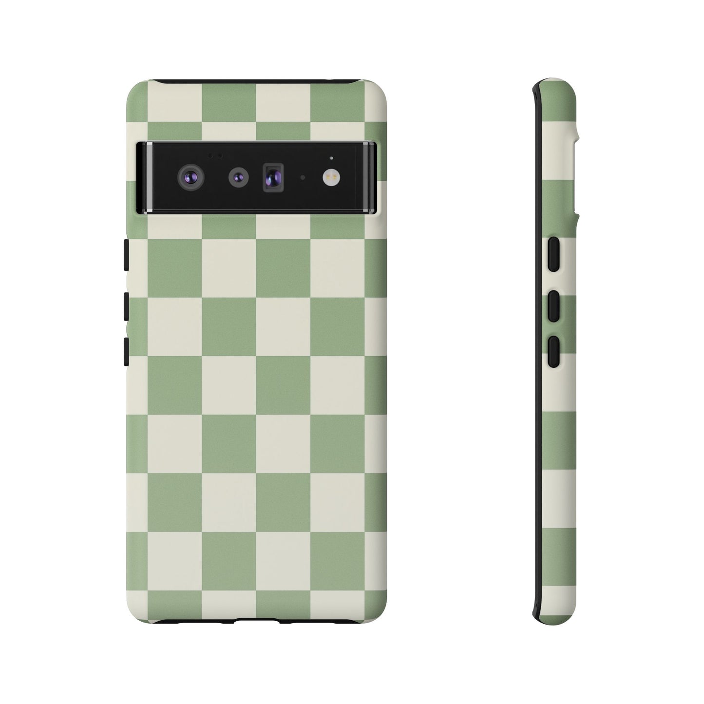 Sage Green Checkerboard Phone Case | Minimal Aesthetic Tough Case