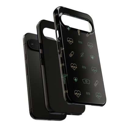 RN Nurse Phone Case – Minimal Medical Icon Pattern Healthcare Worker Tough Case