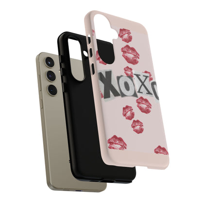XOXO Kiss Print Phone Case | Coquette Valentine Aesthetic | Cute Pink Lipstick Kiss Tough Case for iPhone & Samsung