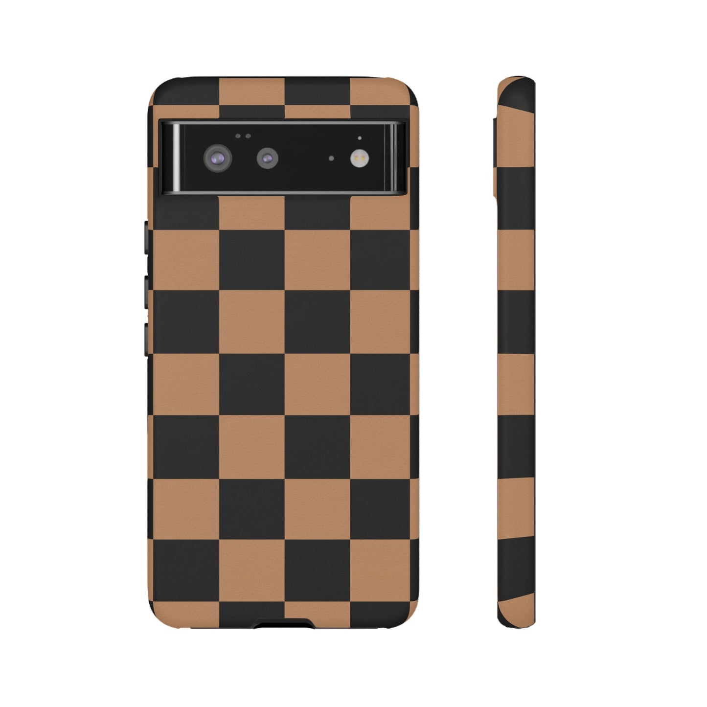 Brown Checkered Phone Case | Aesthetic Checkerboard iPhone & Samsung Tough Case