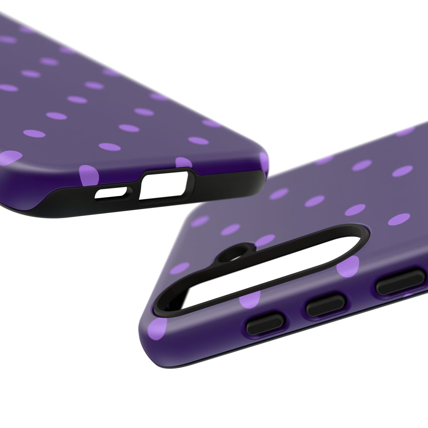 Purple Polka Dot Tough Phone Case – Cute Stylish Durable Protective Cover for Iphone, Samsung Galaxy and Pixel
