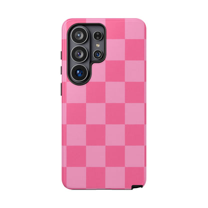 Pink Checkerboard Phone Case | Cute Aesthetic Checkered iPhone & Samsung Tough Case