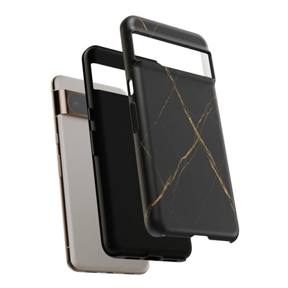 Black Marble Phone Case with Gold Veins – Luxury Minimal Aesthetic Tough Case