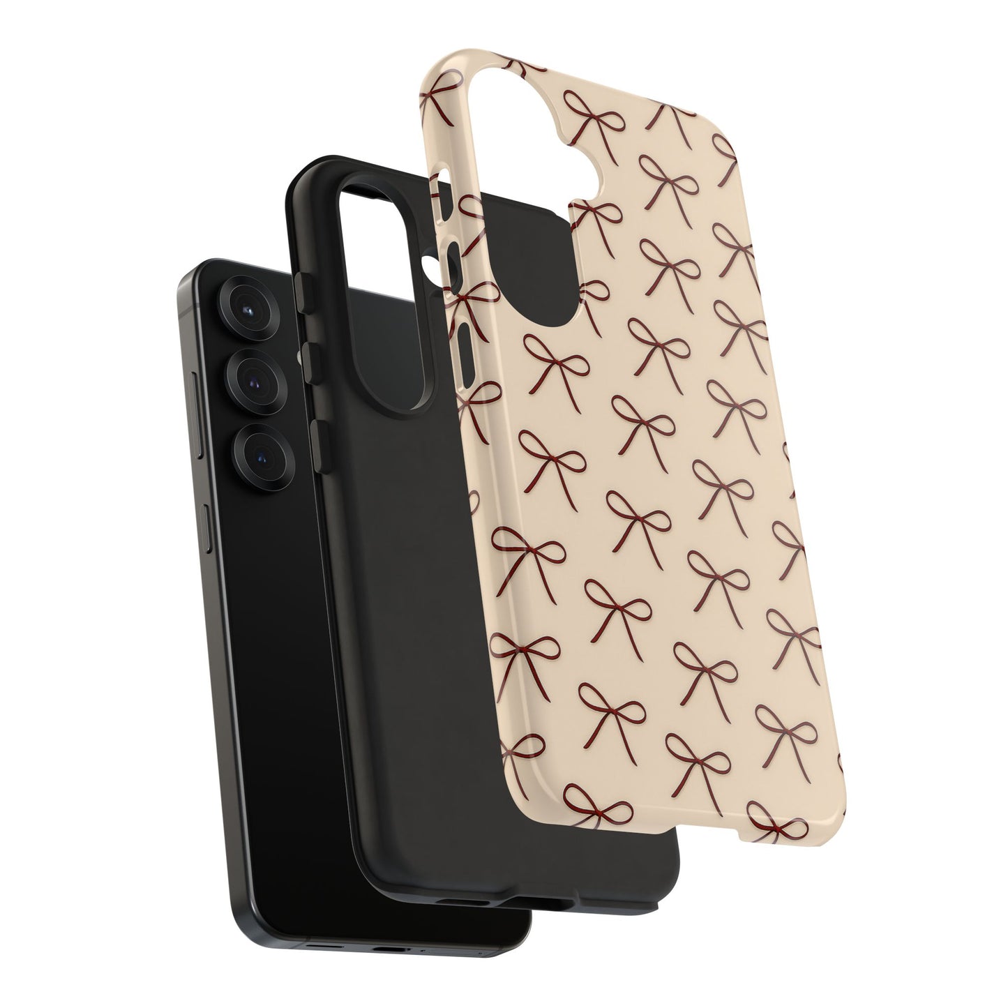 Coquette Bow Phone Case | Neutral Beige Aesthetic iPhone & Samsung Tough Case
