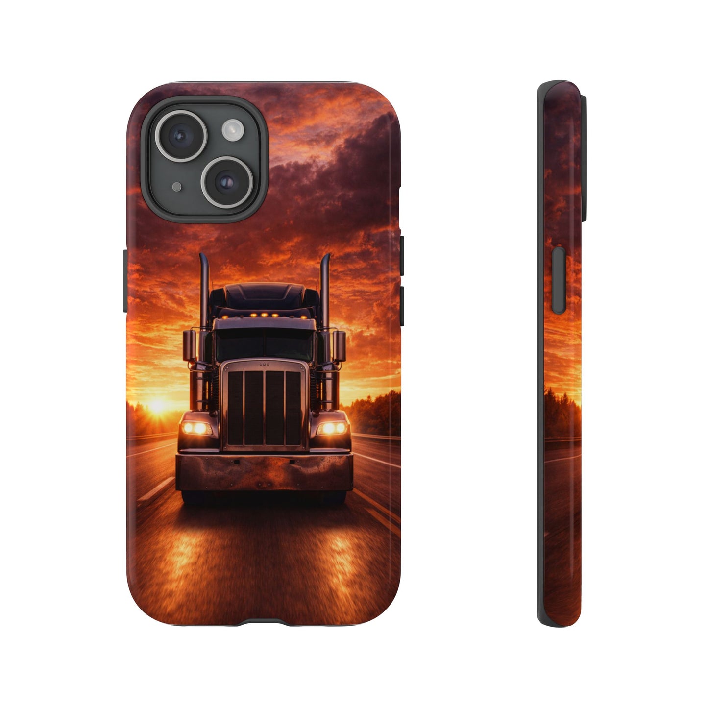 Big Rig Truck Phone Case Sunset Highway Semi Truck iPhone Samsung Cover