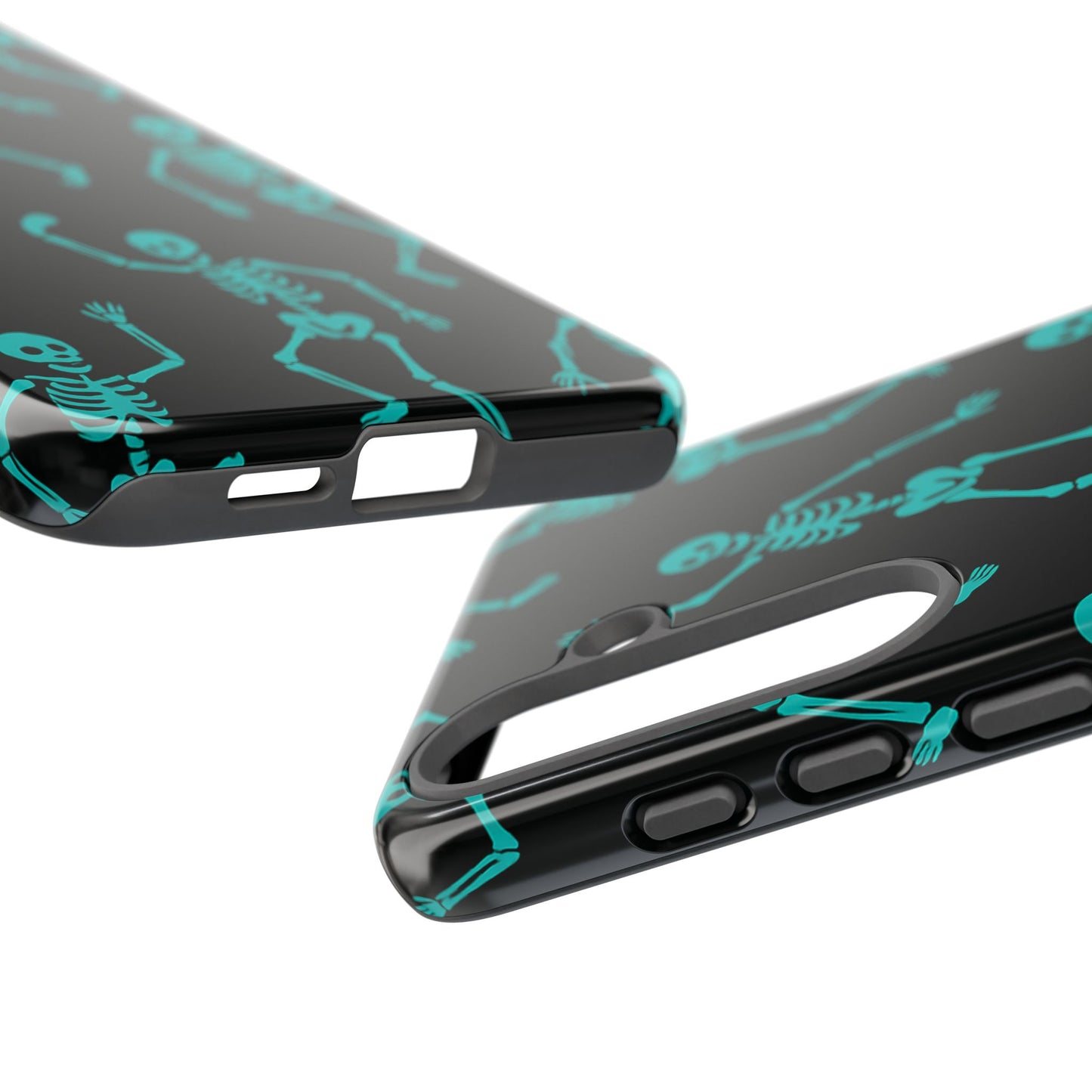 Dancing Teal Skeletons Phone Case | Tough Protective Case for Iphone, Samsung Galaxy and Pixel