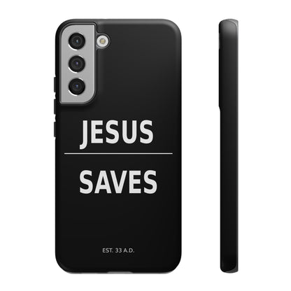Jesus Saves Phone Case Christian Religious Minimalist Black Tough Cover