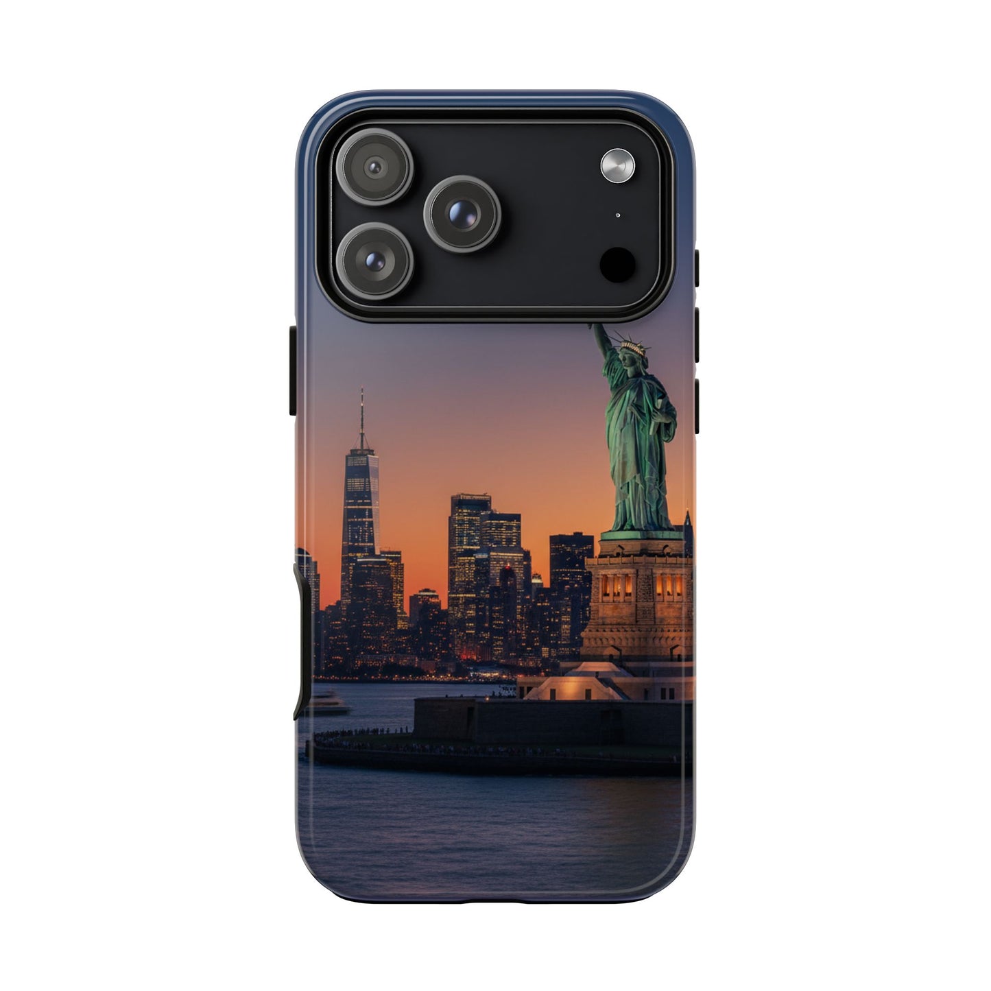 Statue of Liberty Sunset Phone Case – New York City Skyline Travel Aesthetic Tough Case
