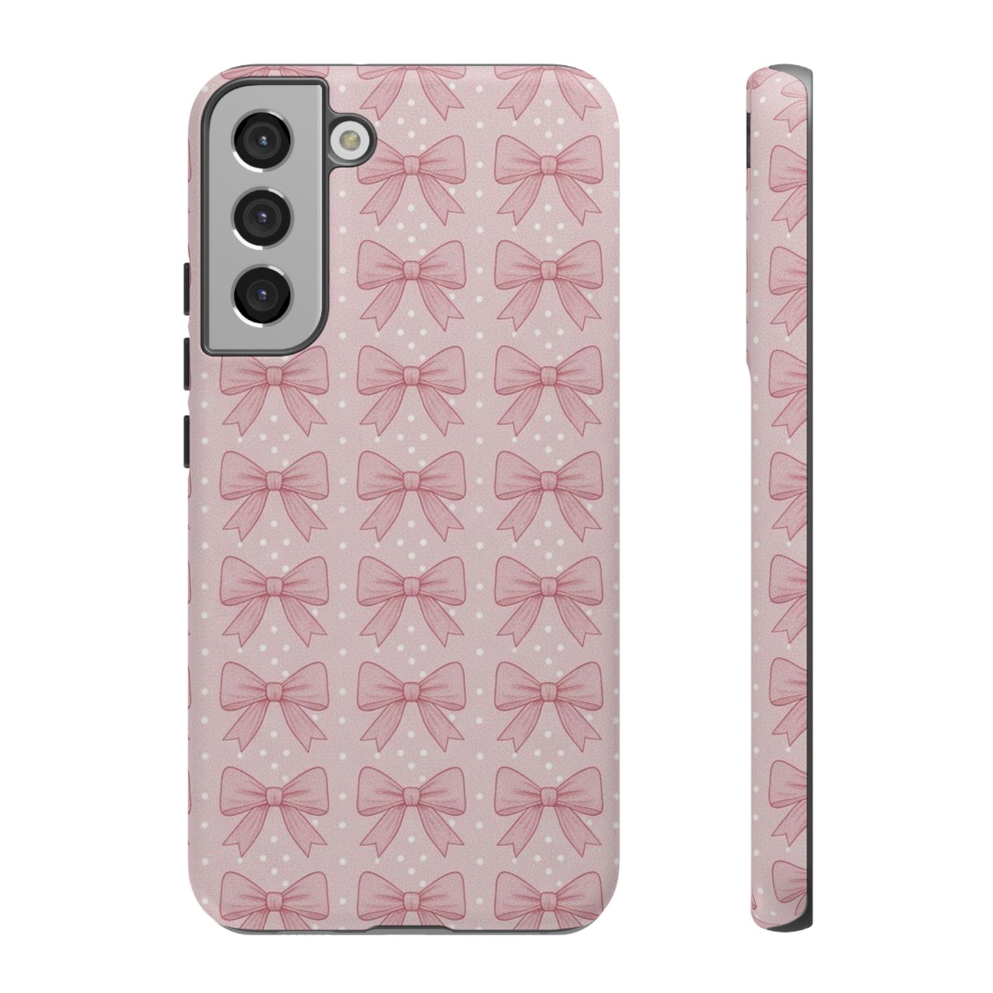Pink Bow Pattern Phone Case – Soft Coquette Aesthetic Tough Case