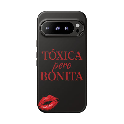 Toxica Pero Bonita Phone Case, Latina Quote Case, Red Lips Aesthetic, Spanish Saying Case, Trendy Tough Cover