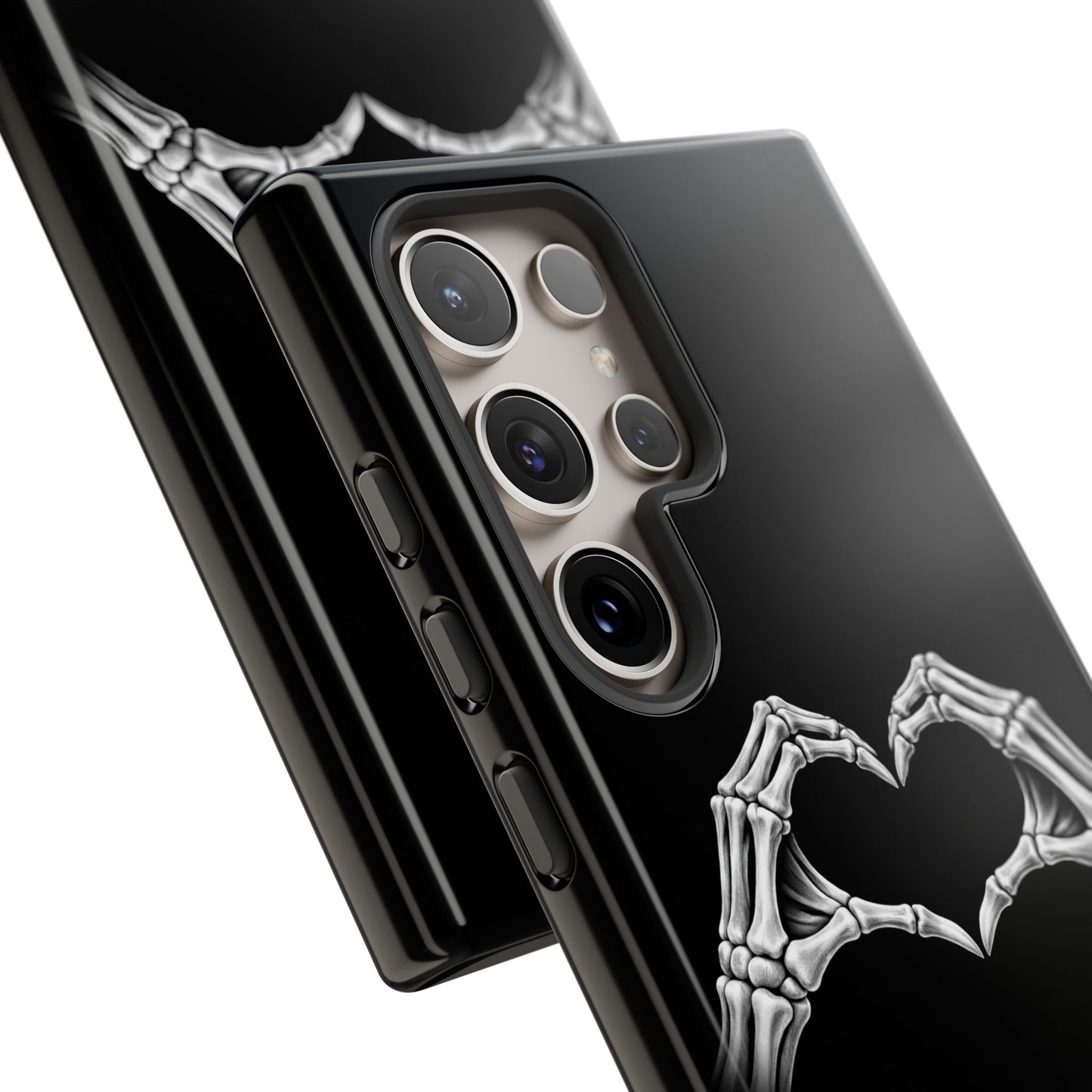 Skeleton Hands Heart Phone Case | Gothic Black Protective Cover