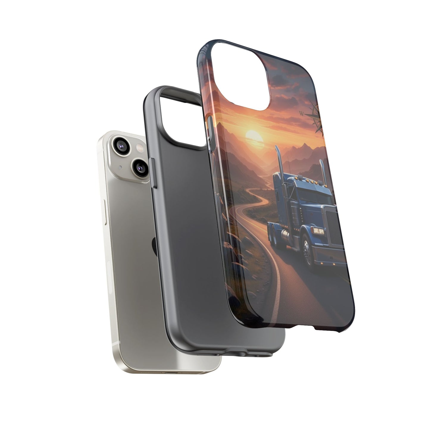 Semi Truck Sunset Phone Case | Trucker Gift | Diesel Truck Highway Road iPhone & Samsung Tough Protective Case