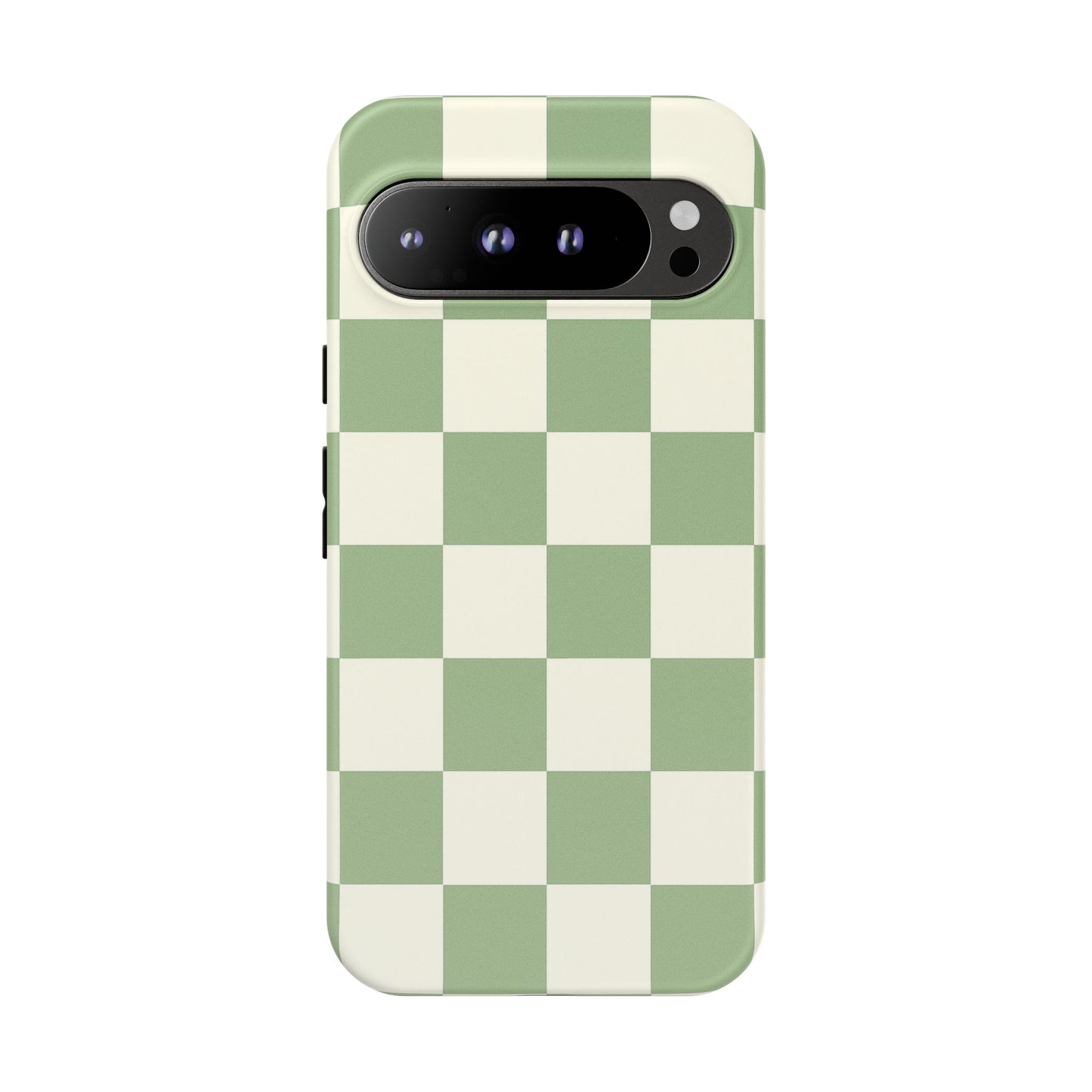 Sage Green Checkerboard Phone Case | Minimal Aesthetic Checkered iPhone & Samsung Tough Case