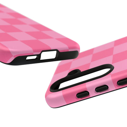 Pink Checkerboard Phone Case | Cute Aesthetic Checkered iPhone & Samsung Tough Case