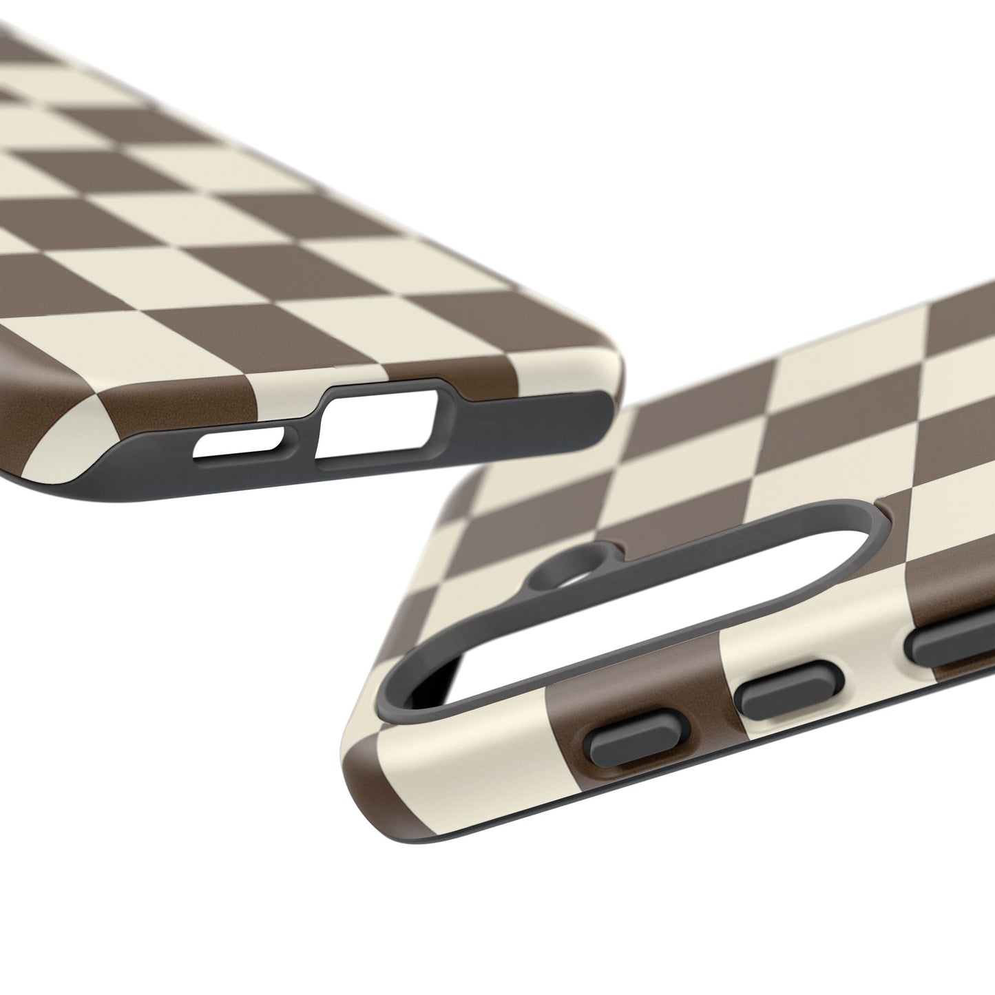 Mocha Checkerboard Phone Case | Neutral Aesthetic Tough Case