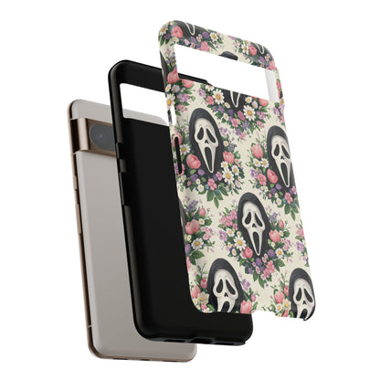 Floral Ghost Face Aesthetic Phone Case – Cute Spooky Tough Cover