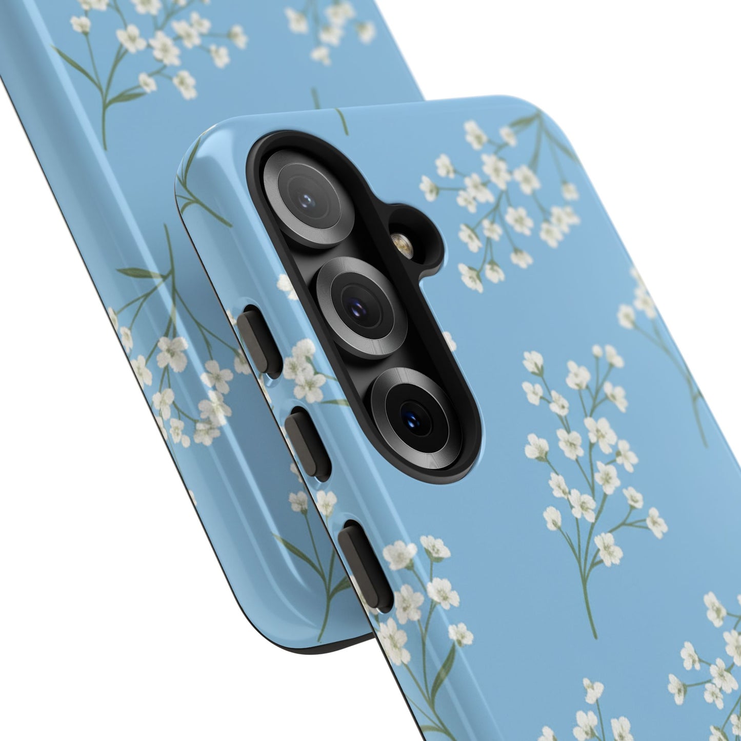 Baby’s Breath Floral Phone Case – Blue Minimal Flower Aesthetic Tough Case