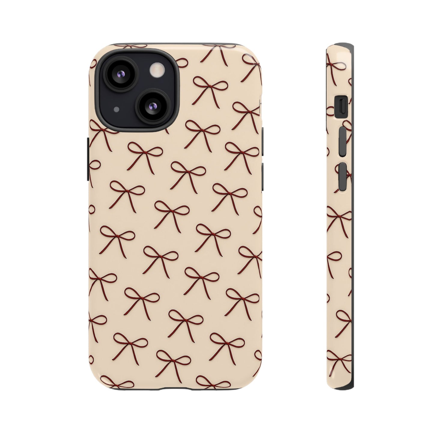 Coquette Bow Phone Case | Neutral Beige Aesthetic iPhone & Samsung Tough Case