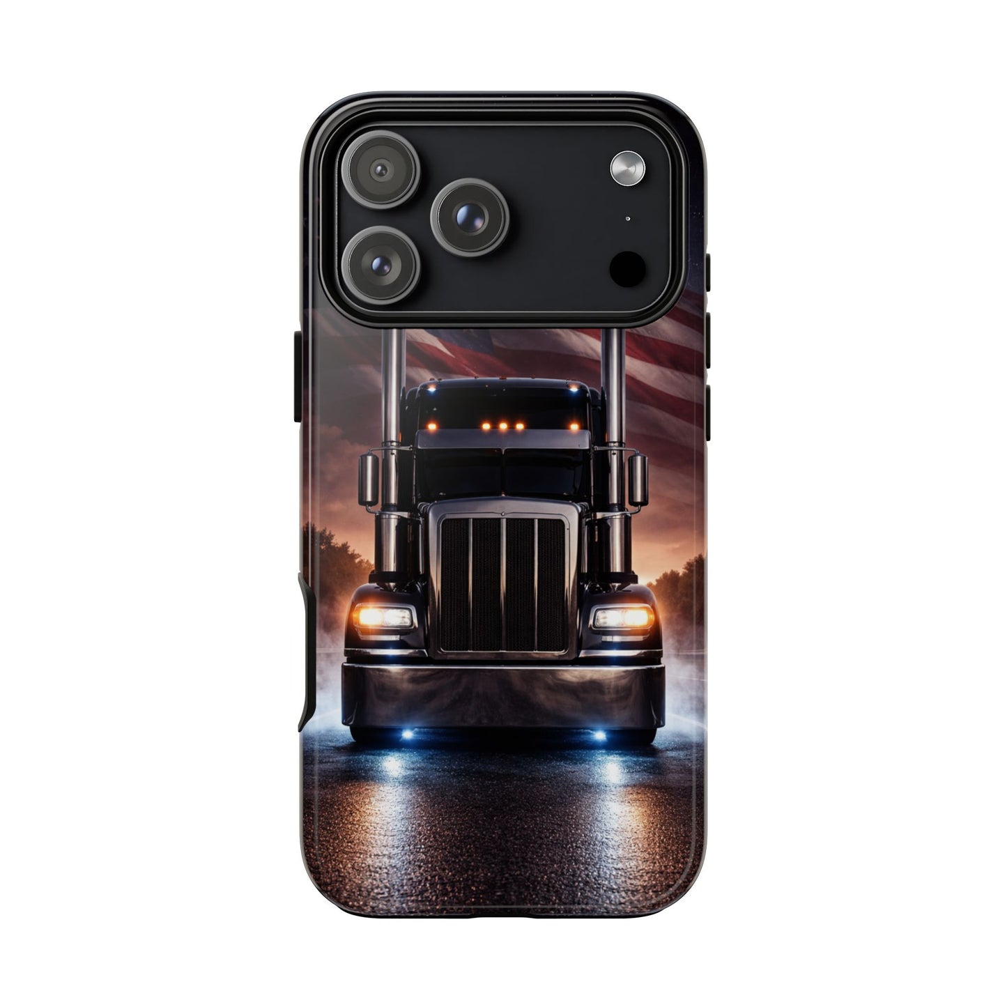 Semi Truck Phone Case American Flag Big Rig Trucker Gift iPhone Samsung