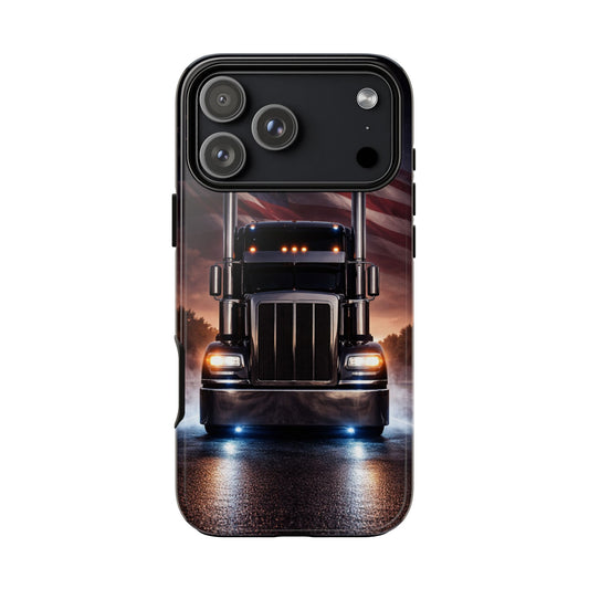 Semi Truck Phone Case American Flag Big Rig Trucker Gift iPhone Samsung
